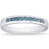 Pompeii3 1/4 Cttw Blue Diamond Wedding Ring 14k White Gold Channel Set Stackable Band In Multi