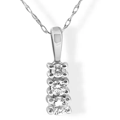 Pompeii3 1/4 Cttw Three Stone 3 Diamond White Gold Pendant Necklace In Multi