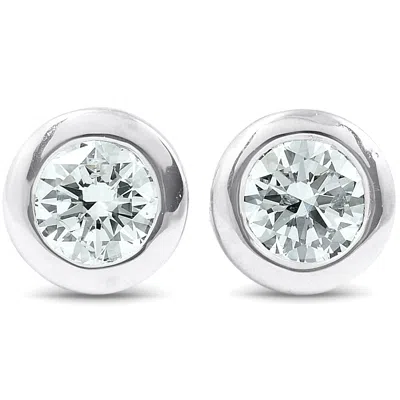 Pompeii3 1/4 Ctw 14k White Gold Diamond Bezel Martini Stud Earrings Lab Grown In Multi