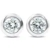 Pompeii3 1/4 Ctw 14k White Gold Diamond Bezel Martini Stud Earrings Lab Grown In Silver