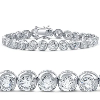 Pompeii3 14.55ct Tw Round-cut Diamond Tennis Bracelet 7" 18k White Gold Lab Grown In Multi