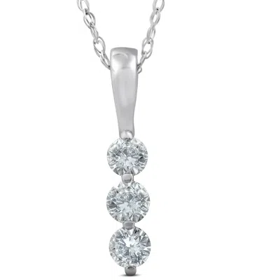Pompeii3 1/4ct 3 Stone Round Three Diamond Pendant 14k White Gold In Multi
