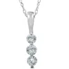 Pompeii3 1/4ct 3 Stone Round Three Diamond Pendant 14k White Gold In Silver
