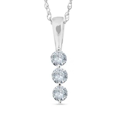 Pompeii3 1/4ct 3 Stone Round Three Diamond Pendant Necklace 14k White Gold In Multi
