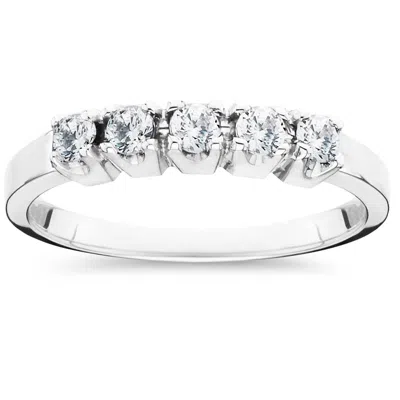 Pompeii3 1/4ct 5 Stone Diamond Wedding Ring 14k White Gold In Multi
