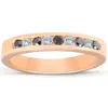 Pompeii3 1/4ct Black & White Diamond Ring 14k Rose Gold Womens Wedding Stackable Band In Multi