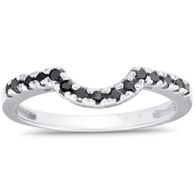 Pompeii3 1/4ct Black Diamond Curved Ring 14k White Gold In Multi