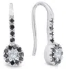 Pompeii3 1/4ct Black Diamond Dangle Drop Studs Earrings 10k White Gold In Black