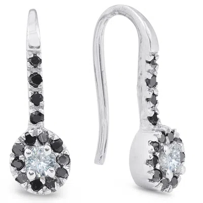 Pompeii3 1/4ct Black Diamond Dangle Drop Studs Earrings 10k White Gold In Multi