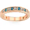 Pompeii3 1/4ct Blue & White Diamond Vintage Wedding Anniversary Ring 14k Rose Gold In Blue