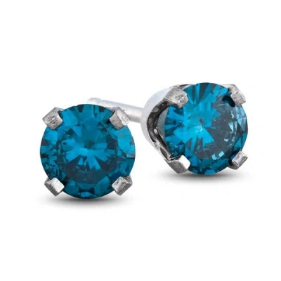 Pompeii3 1/4ct Blue Diamond Studs 14k White Gold In Multi