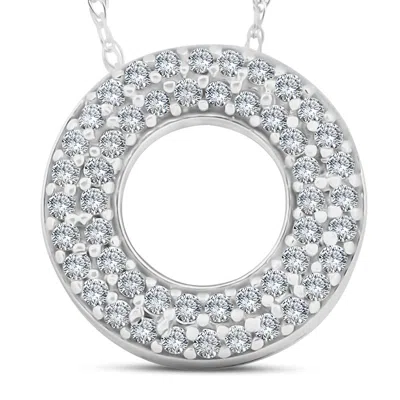 Pompeii3 1/4ct Circle Of Life Puff Diamond Eternity Pave Pendant 14k White Gold In Multi