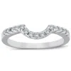 Pompeii3 1/4ct Curved Diamond Notched Wedding Ring Enhancer 14k White Gold In Multi