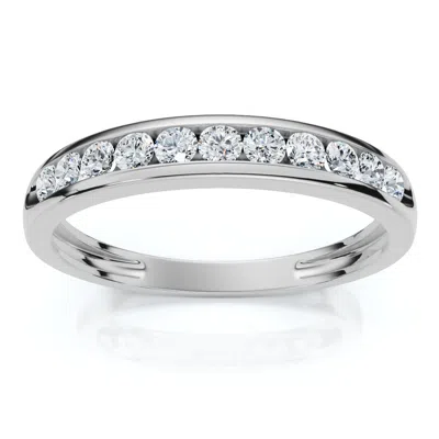 Pompeii3 1/4 Ct Diamond Wedding Ring Channel Set 10k White Gold In Metallic
