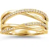 Pompeii3 1/4ct Diamond Criss Cross Right Hand Ring 14k Yellow Gold In Multi