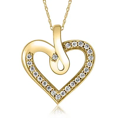 Pompeii3 1/4ct Diamond Curve Heart Shape Pendant Necklace In White, Yellow, Or Rose Gold