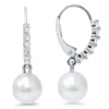 Pompeii3 1/4ct Diamond Dangle Lever Back Hoops & Pearl Earrings 14k White Gold In Multi