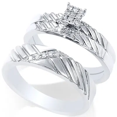 Pompeii3 1/4ct Diamond Engagement Matching Wedding Ring Set 14k White Gold In Multi
