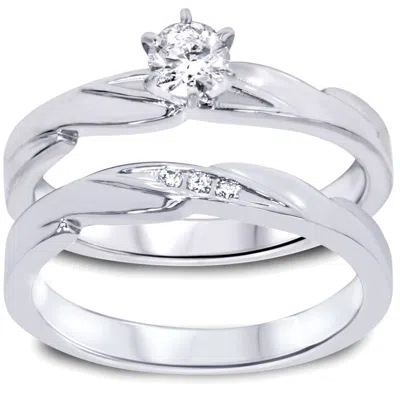 Pompeii3 1/4ct Diamond Engagement Wedding Ring Set 10k White Gold In Multi