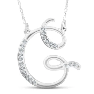 Pompeii3 1/4ct Diamond "g" Initial Pendant 18" Necklace 14k White Gold In Multi