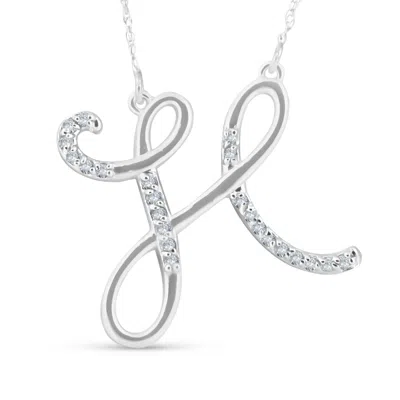 Pompeii3 1/4ct Diamond "h" Initial Pendant 18" Necklace 14k White Gold In Multi
