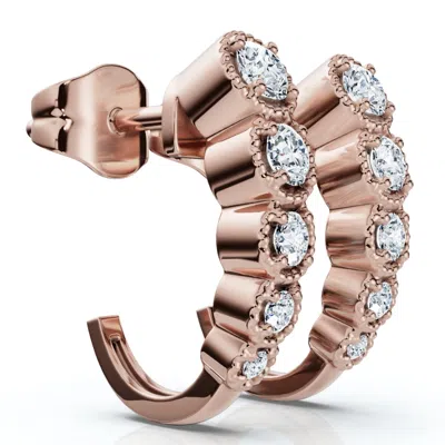 Pompeii3 1/4ct Diamond Hoops J Shape Huggie Gold Lab Grown In Multi