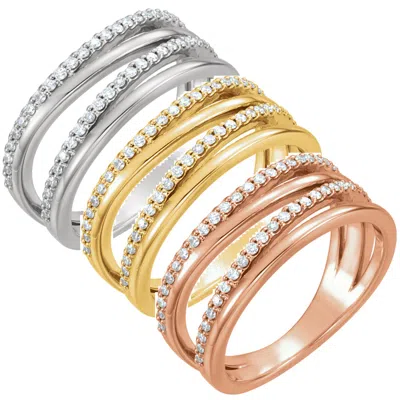 Pompeii3 1/4ct Diamond Multirow Ring Available In 14k White, Yellow Or Rose Gold In Silver