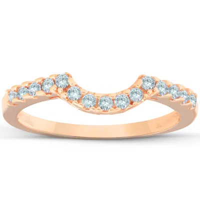 Pompeii3 1/4ct Diamond Notched Guard Ring Enhancer 14k Rose Gold In Multi