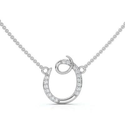 Pompeii3 1/4ct Diamond "o" Initial Pendant 18" Necklace 14k White Gold In Metallic