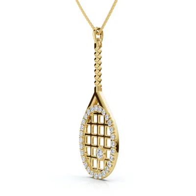 Pompeii3 1/4ct Diamond Pavé Tennis Racket Pendant Necklace 14k Gold Lab Grown
