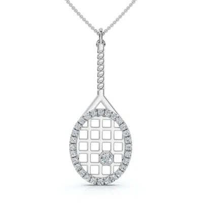 Pompeii3 1/4ct Diamond Pavé Tennis Racket Pendant Necklace 14k Gold Lab Grown In Silver