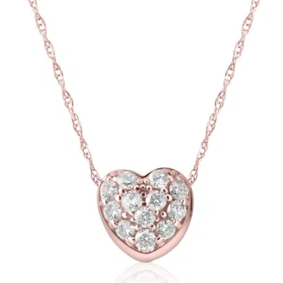 Pompeii3 1/4ct Diamond Petite Diamond Pendant Necklace In 14k White, Yellow, Or Rose Gold In Pink