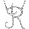 Pompeii3 1/4ct Diamond "r" Initial Pendant 18" Necklace 14k White Gold In Multi