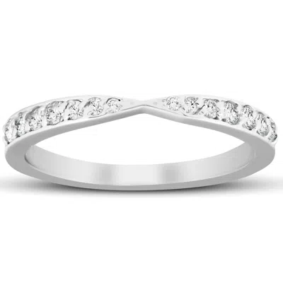 Pompeii3 1/4ct Diamond Stackable Tapered V Shape Womens Wedding Ring 10k White Gold In Multi