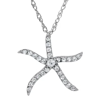 Pompeii3 1/4ct Diamond Starfish Pendant 10k White Gold W/ 18" Chain In Multi
