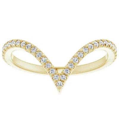 Pompeii3 1/4ct Diamond V Shape Ring Contour Stackable Band In White, Yellow, Or Rose Gold