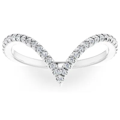 Pompeii3 1/4ct Diamond V Shape Ring Contour Stackable Band In White, Yellow, Or Rose Gold In Multi