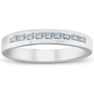 Pompeii3 1/4ct Diamond Wedding 14k White Gold Stackable Channel Set Ring High Polished In Multi