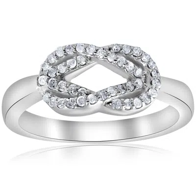 Pompeii3 1/4ct Diamond Womens Knot Everlong 14k White Gold Right Hand Band Ring In Multi