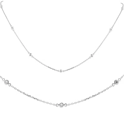 Pompeii3 1/4ct Diamonds Bezel Station Necklace 18" 14k White Gold Womens In Multi