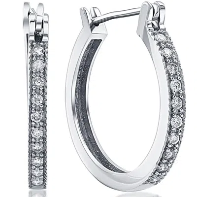 Pompeii3 1/4ct Diamonds Hoops Milgrained 14k White Gold In Multi