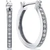 Pompeii3 1/4ct Diamonds Hoops Milgrained 14k White Gold In Silver