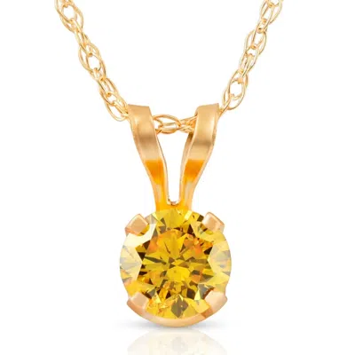 Pompeii3 1/4ct Fancy Canary Yellow Diamond Lab Grown Pendant 14k Yellow Gold Necklace In Multi