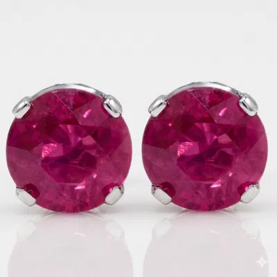 Pompeii3 1/4ct Genuine Ruby Studs 14k White Gold In Purple