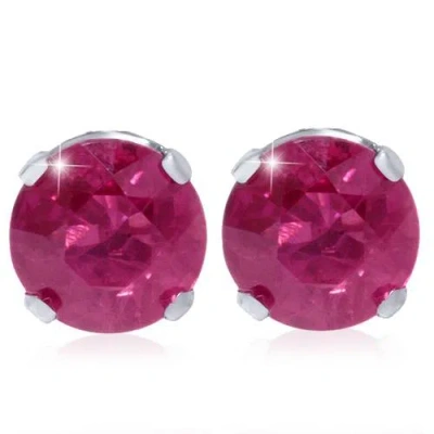 Pompeii3 1/4ct Genuine Ruby Studs 14k White Gold In Purple