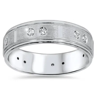Pompeii3 1/4ct Mens Diamond 6mm Wedding Ring 14k White Gold In Multi