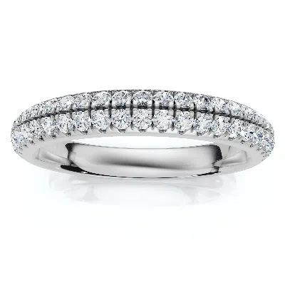 Pompeii3 1/4ct Micro Pave Diamond Wedding Ring 1/2 Eternity Band 14k Gold Lab Grown In Metallic