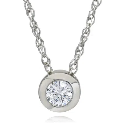 Pompeii3 1/4ct Natural Diamond Bezel Solitaire Pendant 14k White Gold 18" Necklace In Metallic