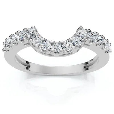 Pompeii3 1/4ct Notched Diamond Guard Anniversary Ring 14k Gold Lab Grown In Metallic