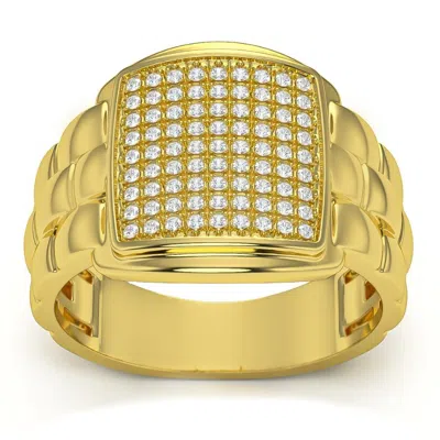 Pompeii3 1/4ct Pave Diamond Men's Wide Ring Lab Grown In White, Yellow, Or Rose Gold